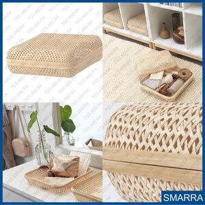 New ! IKEA SMARRA Bamboo Box With Lid Natural 11 ¾x11 ¾x4"